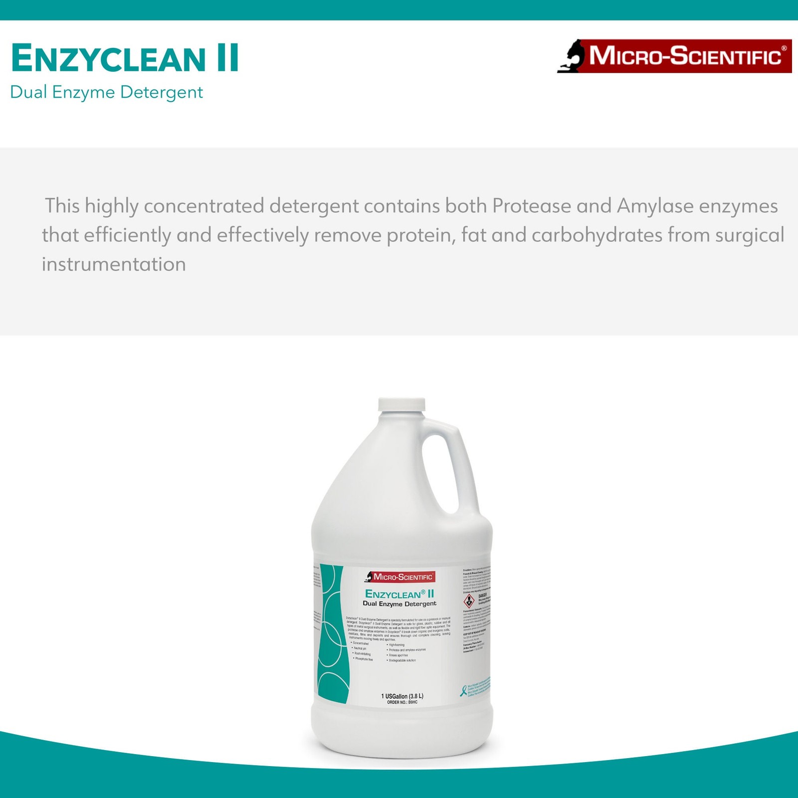 Enzyclean II Dual Enzymatic Instrument Detergent 1 gal. 1 Ct
