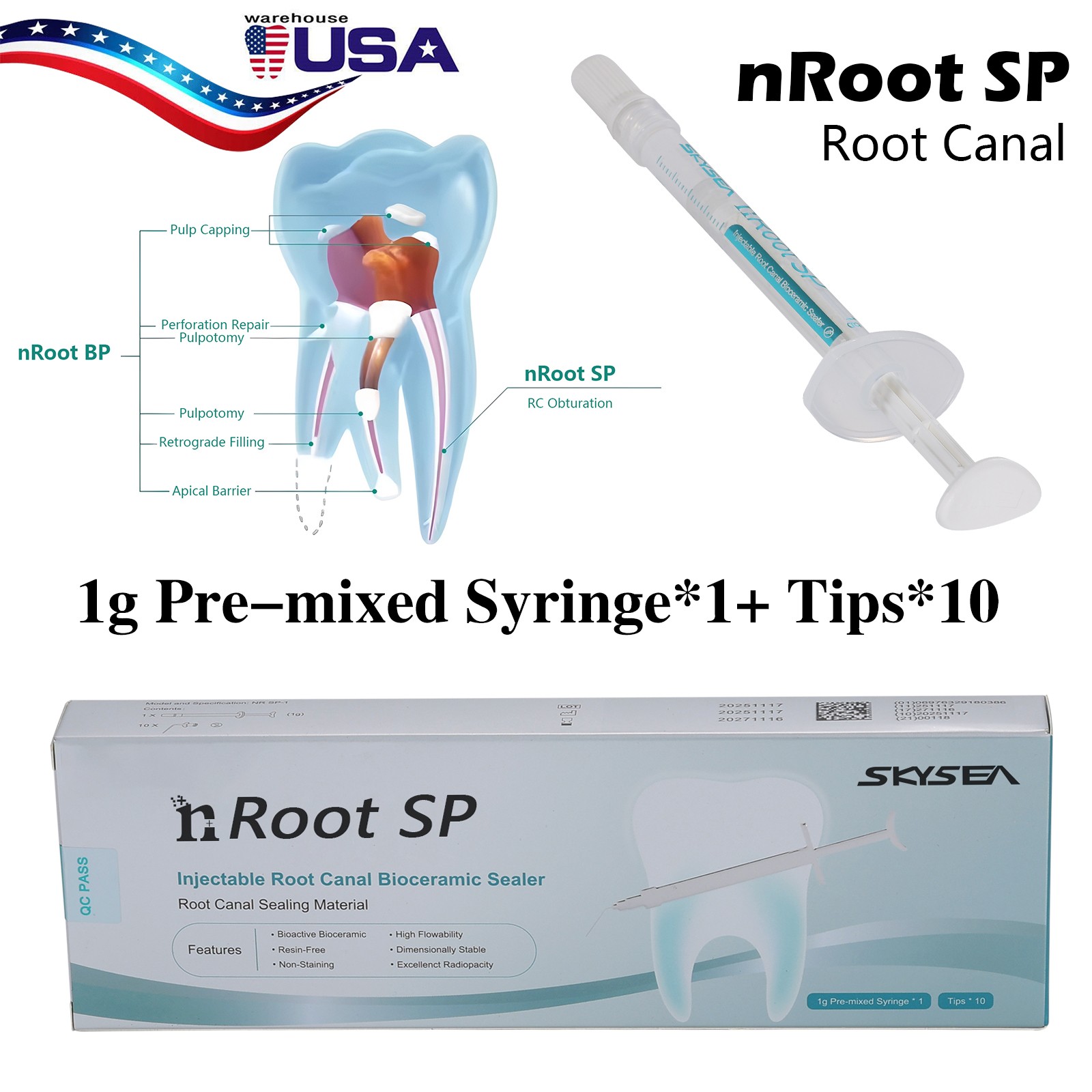1g Dental Root canal bioceramic sealer Repair Root Canal Endo Filling Cement