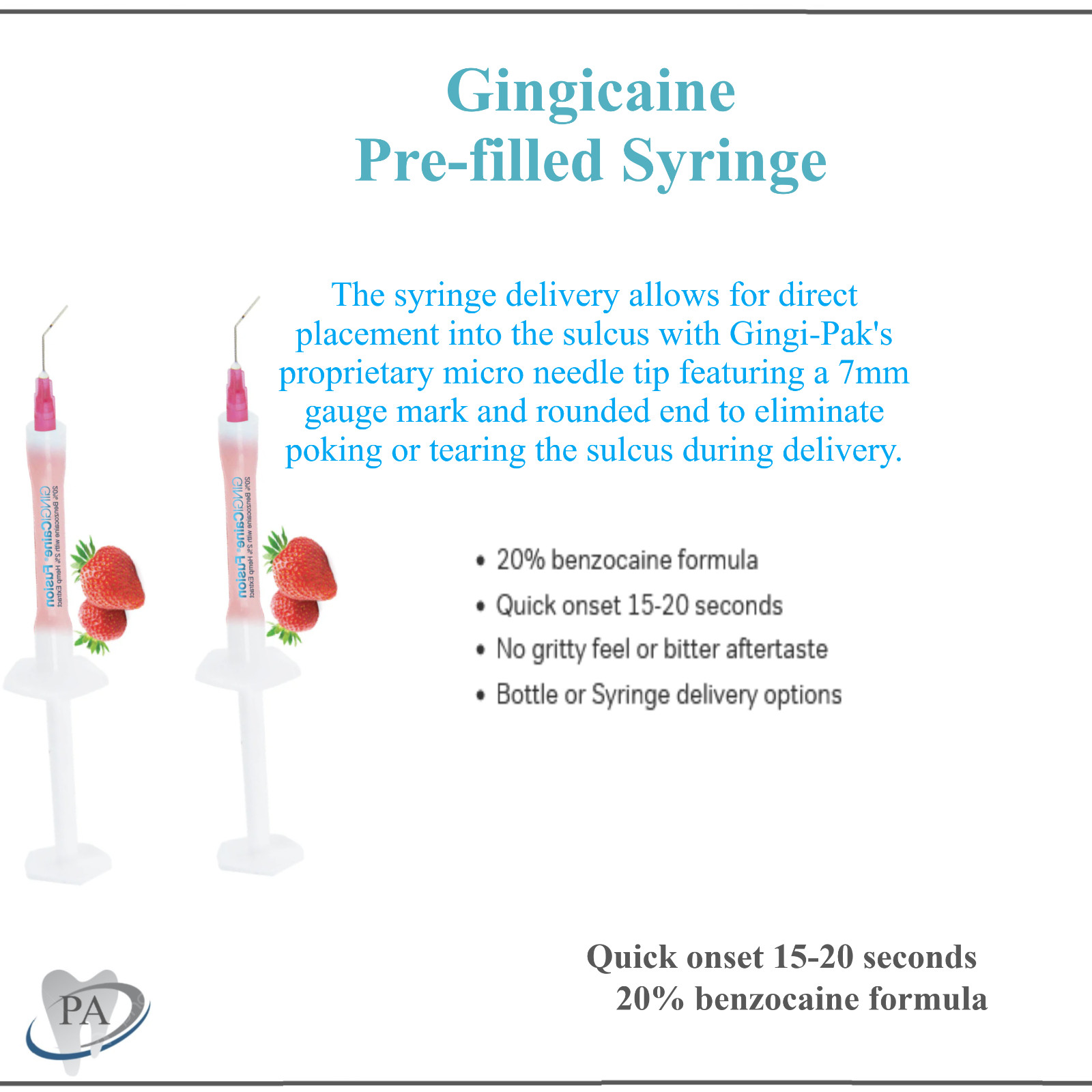 Gingicaine Topical Anesthetic Gel in Syringe. 1.2 ml prefilled Banana, Ex: 11/27