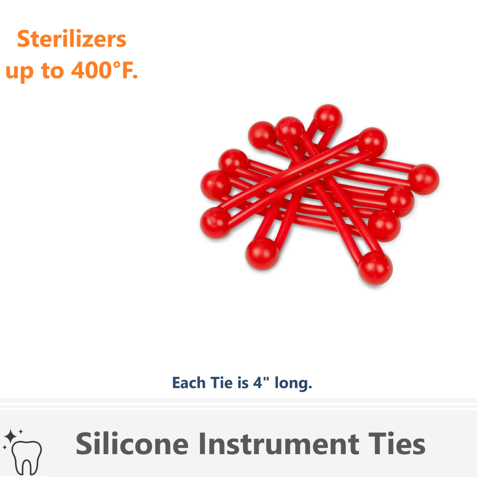 Dental Silicone Instrument Ties – Bundling System, Sterilize Upto 400F, 4″ Long