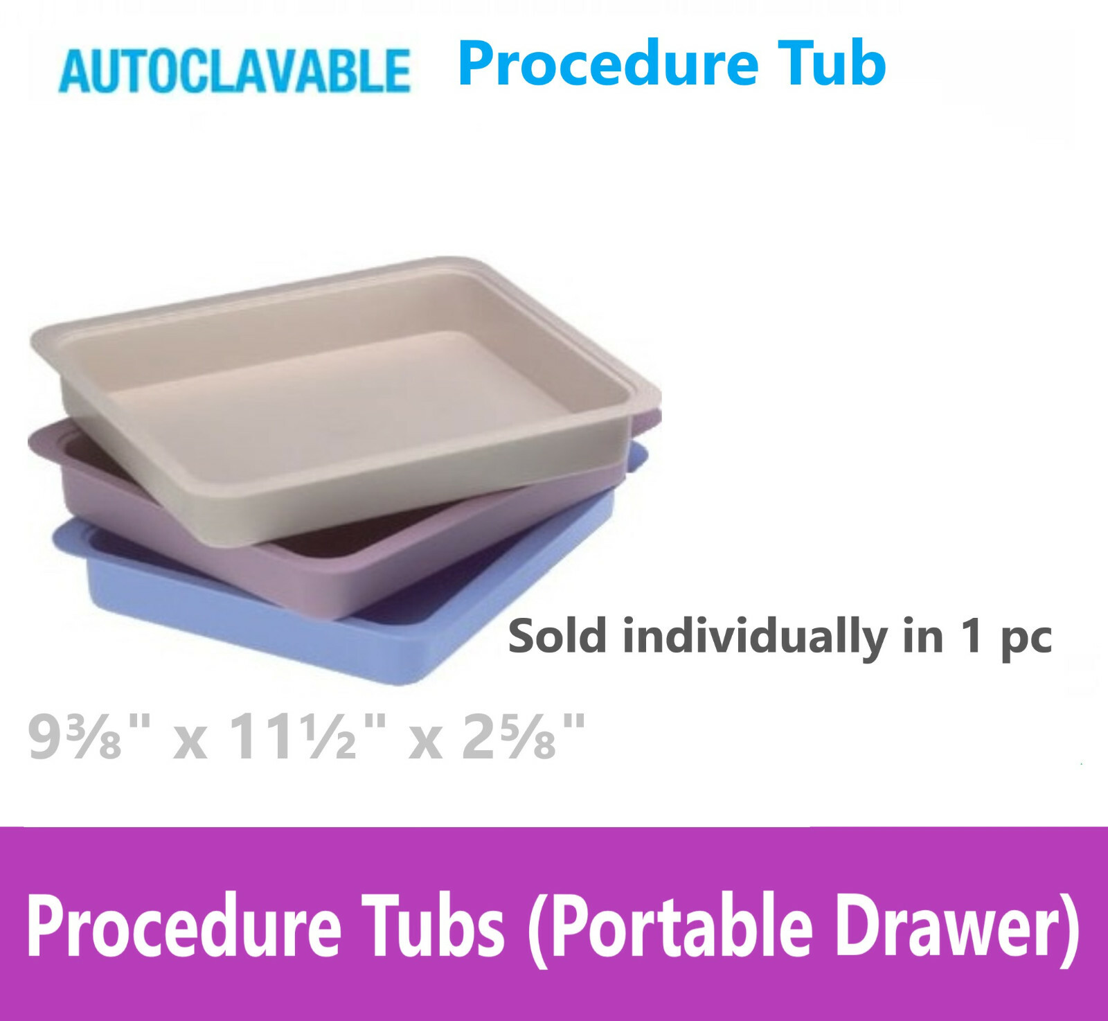 4/Pack Dental Procedure Tub For Instruments Operation Tub, Autoclave Instruments