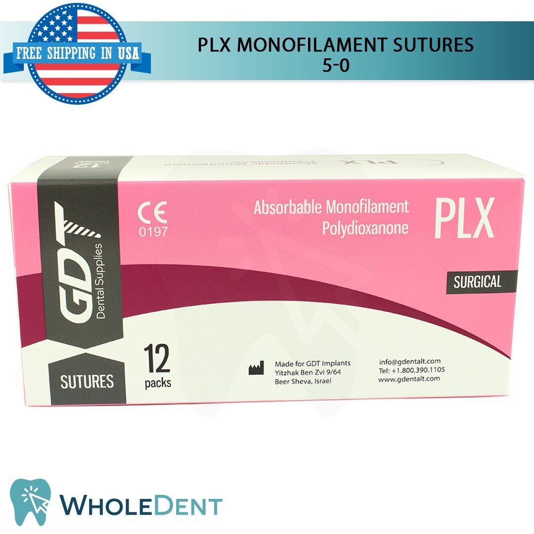 P L X Wires Sewing Thread 3/8 Circle Reverse Sterile 5-0 Dental 12pcs
