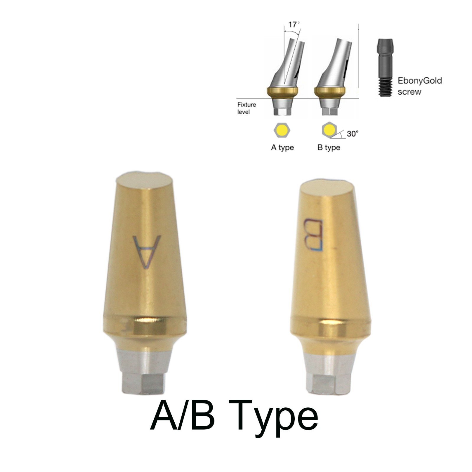 DIO UF II RP 17° Angled Anatomic Abutment Ø4.5/5.0mm Hex compatible 2.0/4.0mm GH