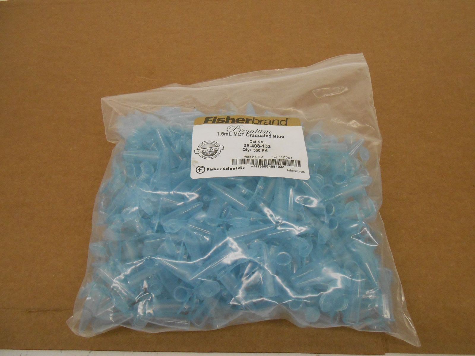 LOT OF APPROX 375 FISHERBRAND #05-408-132, 1.5mL MICROCENTRIFUGE TUBES