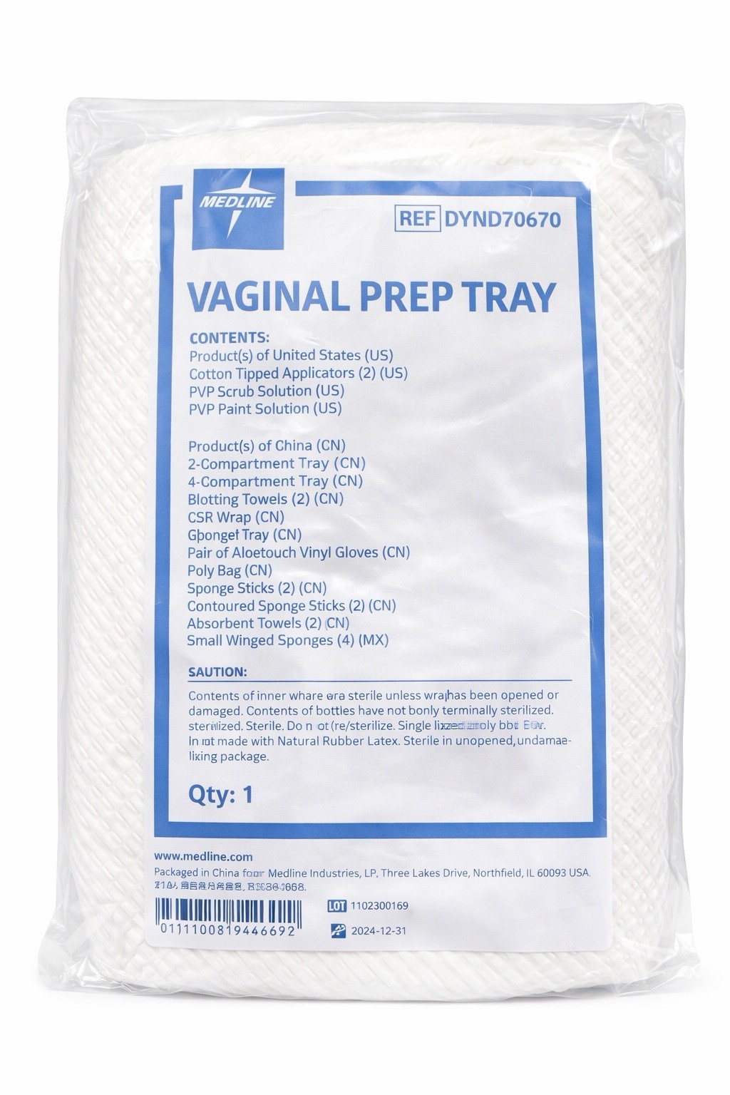 Lot of 4 Medline DYND70670 Vaginal Prep Tray Kit Exp 12/2024