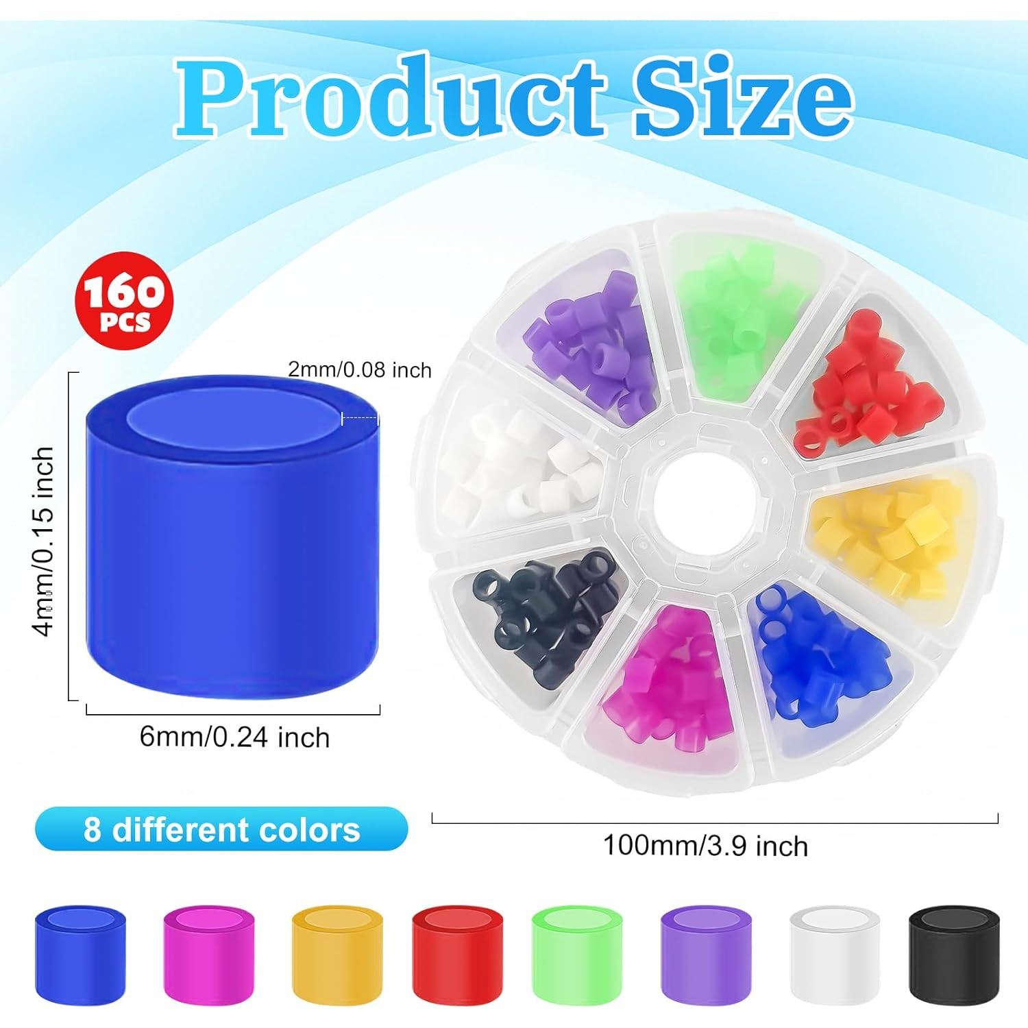160 Pcs Dental Code Rings, 6Mm Silicone Non-Toxic Orthodontic Rings Accessory, 8