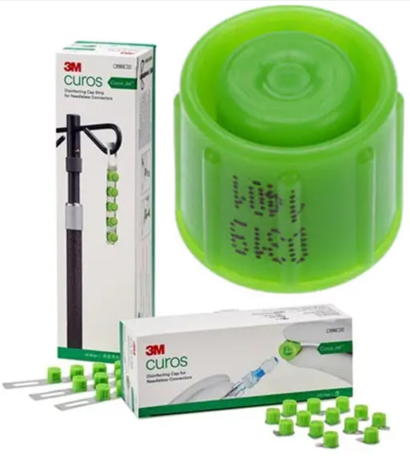 3M Curos 70% IPA CFF10 Green Medical Disinfecting IV Port Caps 5-250 Protectors