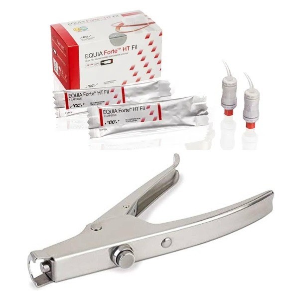 Dental GC EQUIA Forte HT Fil BulkFil Glass Hybrid Restorative 50 Capsule Applier