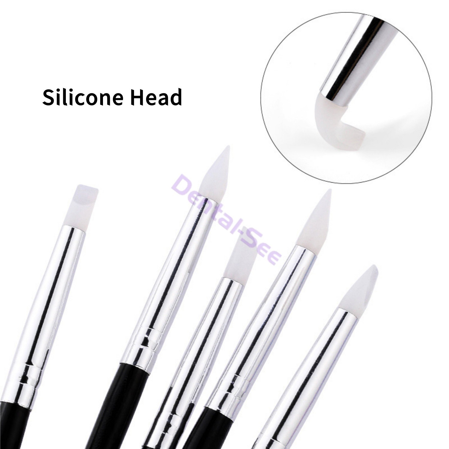 5Pcs/Kit Dental Composite Silicone Brush Pen Resin Veneer Cement Porcelain Pen