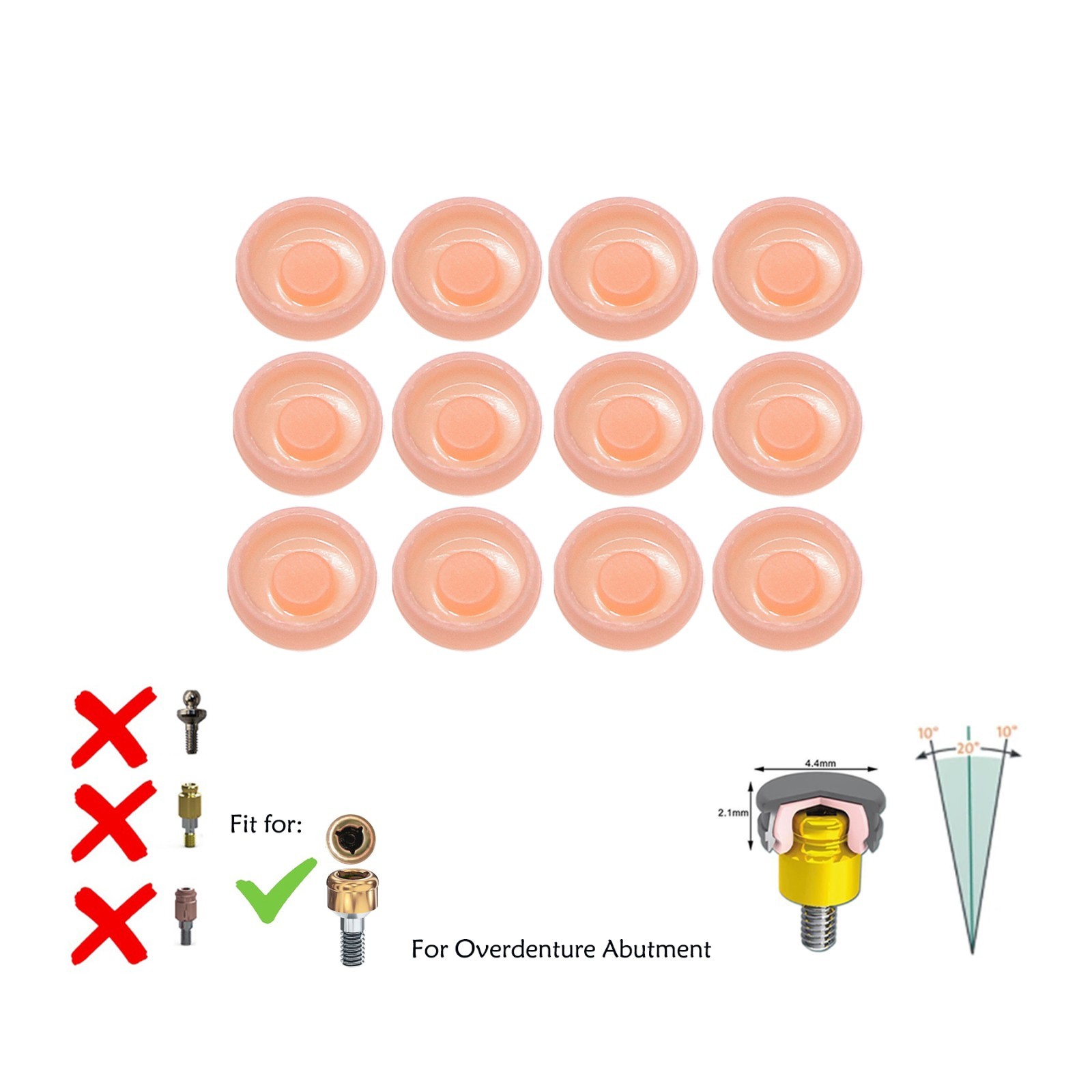 Dental Universal for Zest Locator System Replacement Retention Male Caps Insert