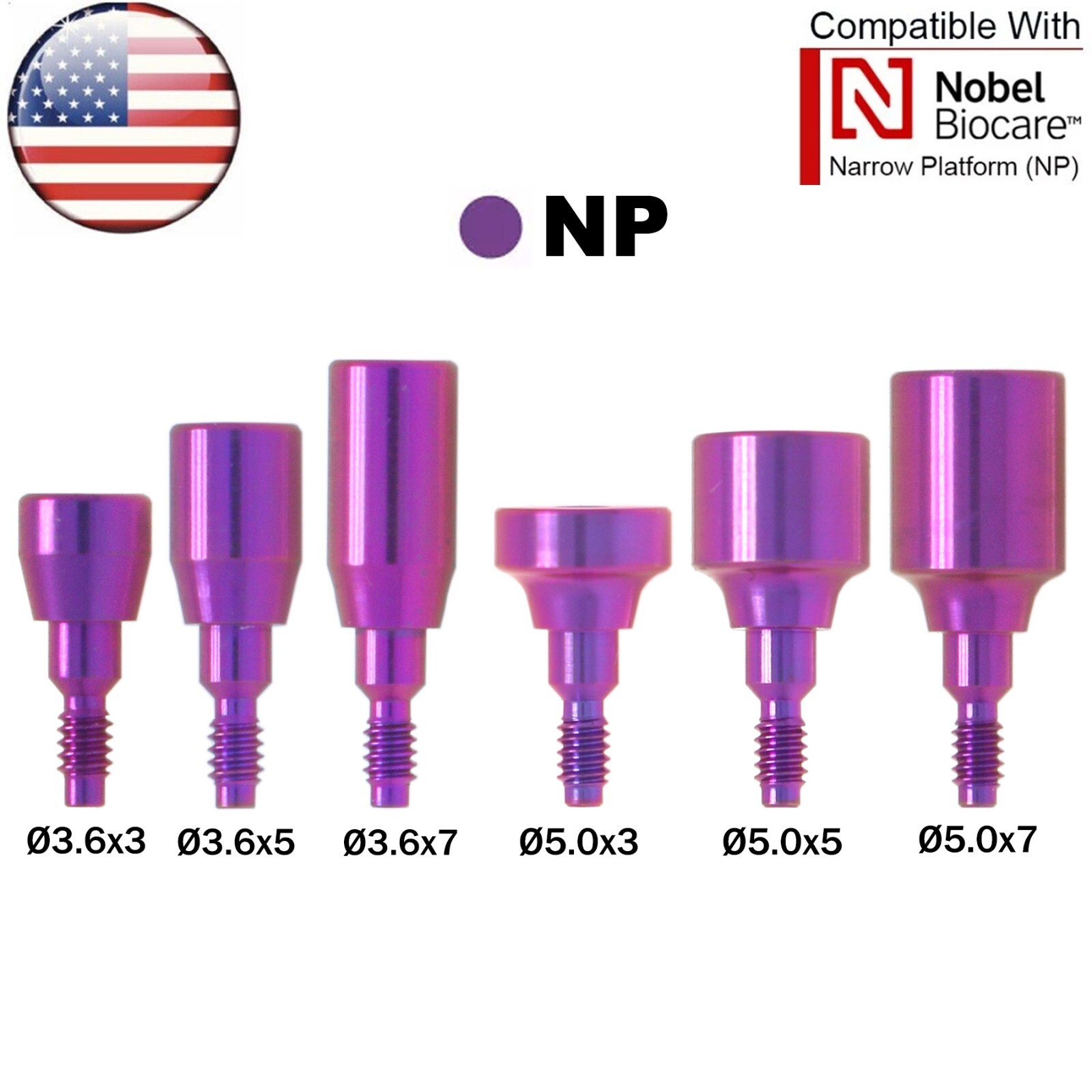 US Dental Locator/Healing Cap Abutment NP/RP Fits Nobel Biocare Active Platform