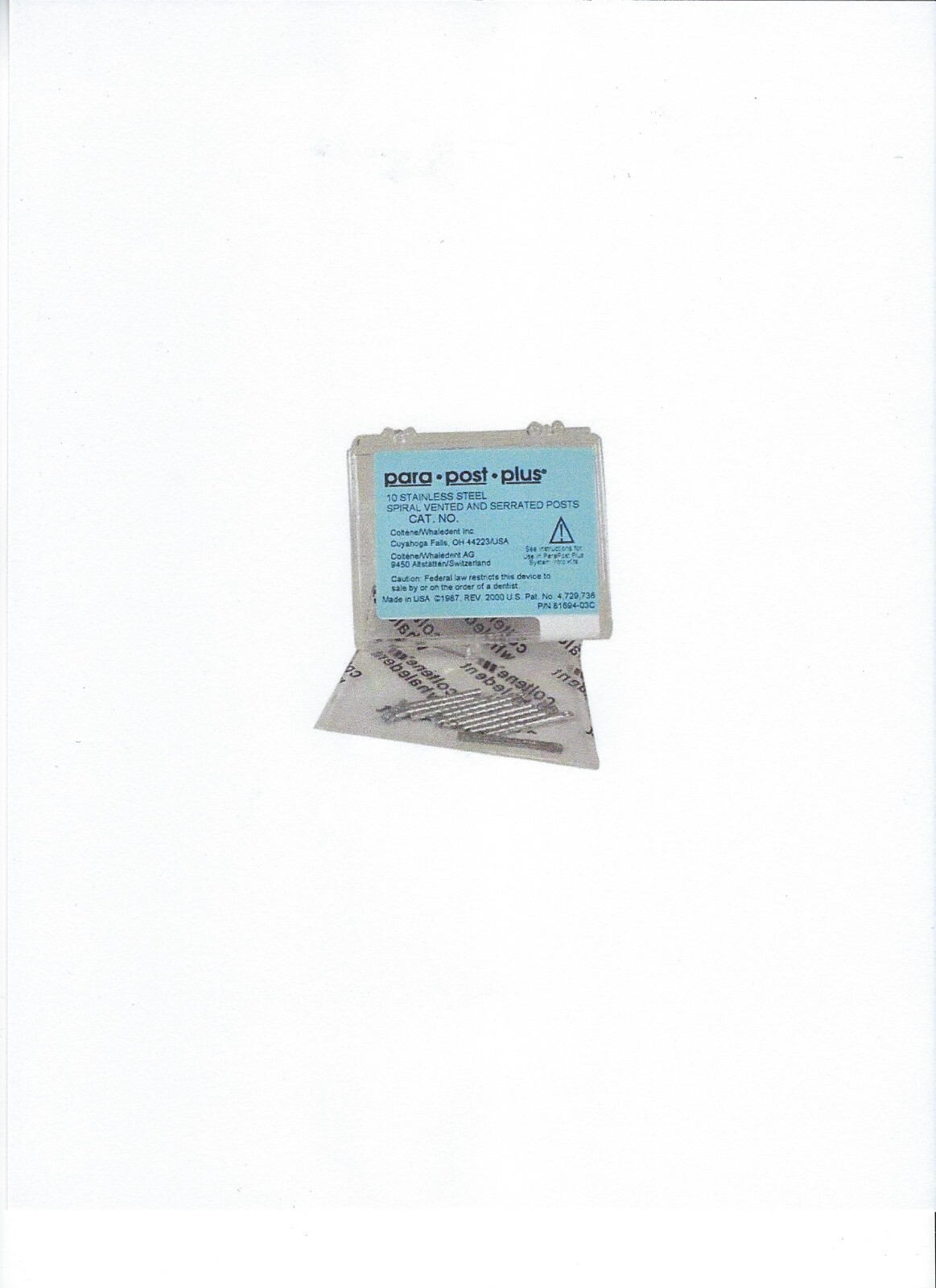 COLTENE P2447 ParaPost Plus green .070″ (1.75mm) stainless steel post 10/BOX