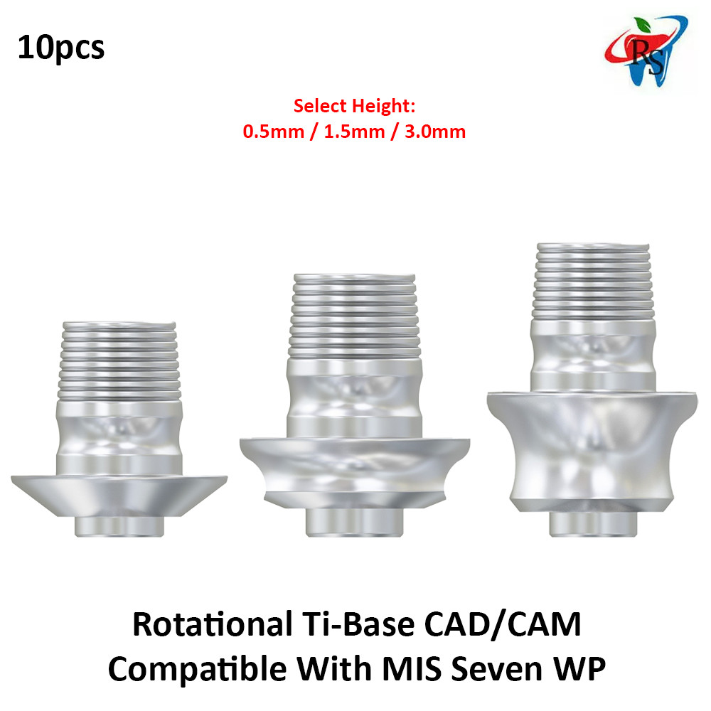 10pcs Dental CAD/CAM Rotational Ti Base Compatible With MIS Wide Platform 4.5mm