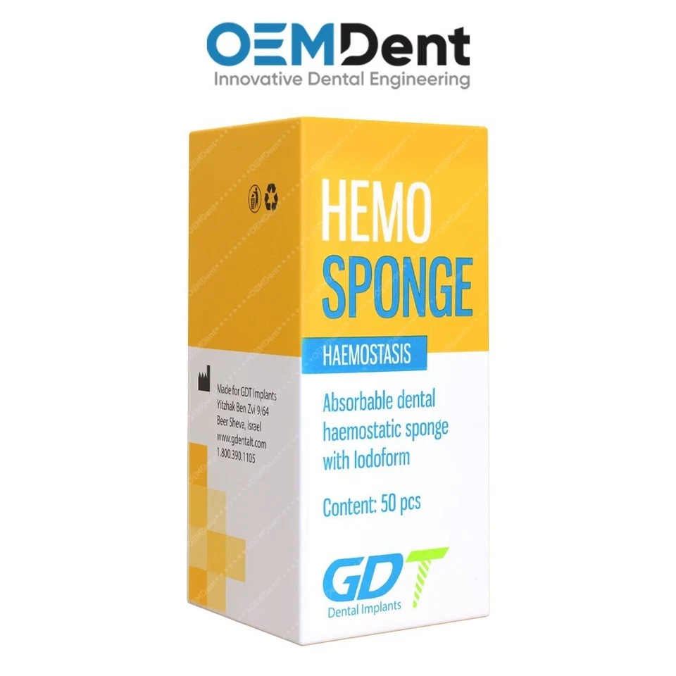 GDT Hemosponge Collagen Sponges With Iodoform, Dental Aid, 50pcs