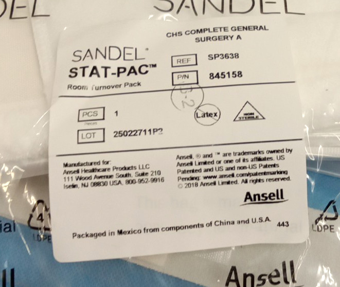 Ansell Sandel 845158 Stat-Pac CHS Complete General Surgery A Room Turnover Pack
