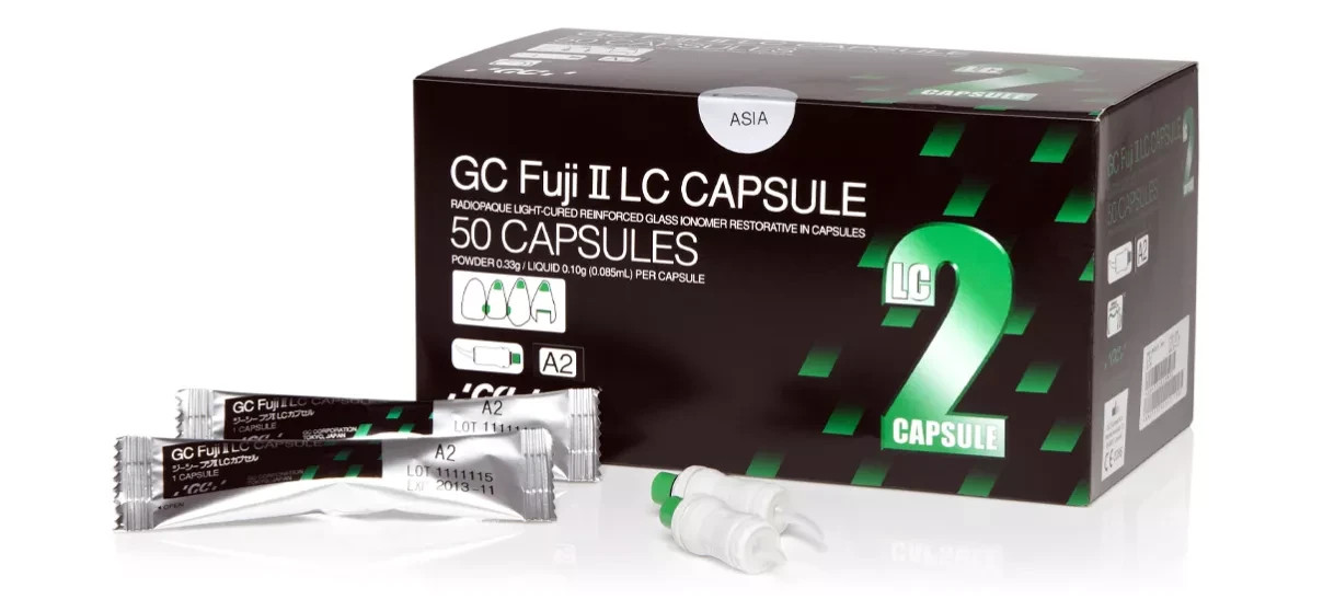 Dental GC FUJI 2 LC Radiopaque LC Reinforced GIC Restorative 50 Capsules Pack A2