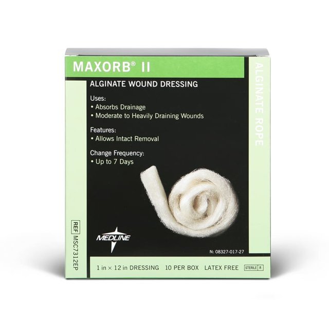 Medline Maxorb II Alginate Dressings, 1″ x 12″ Rope Box of 10- MSC7312EPZ