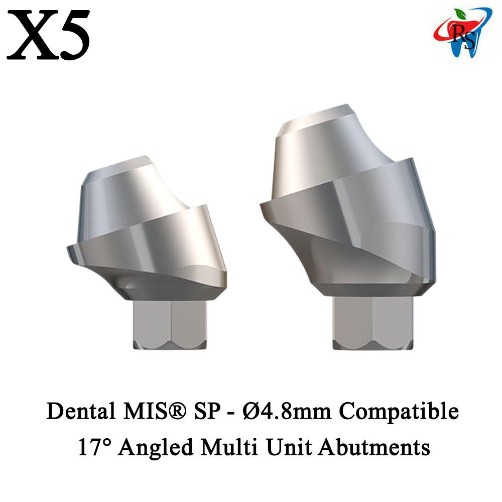 5x Dental MIS® Seven SP – Ø4.8mm Compatible 17° Angled Multi Unit Abutments