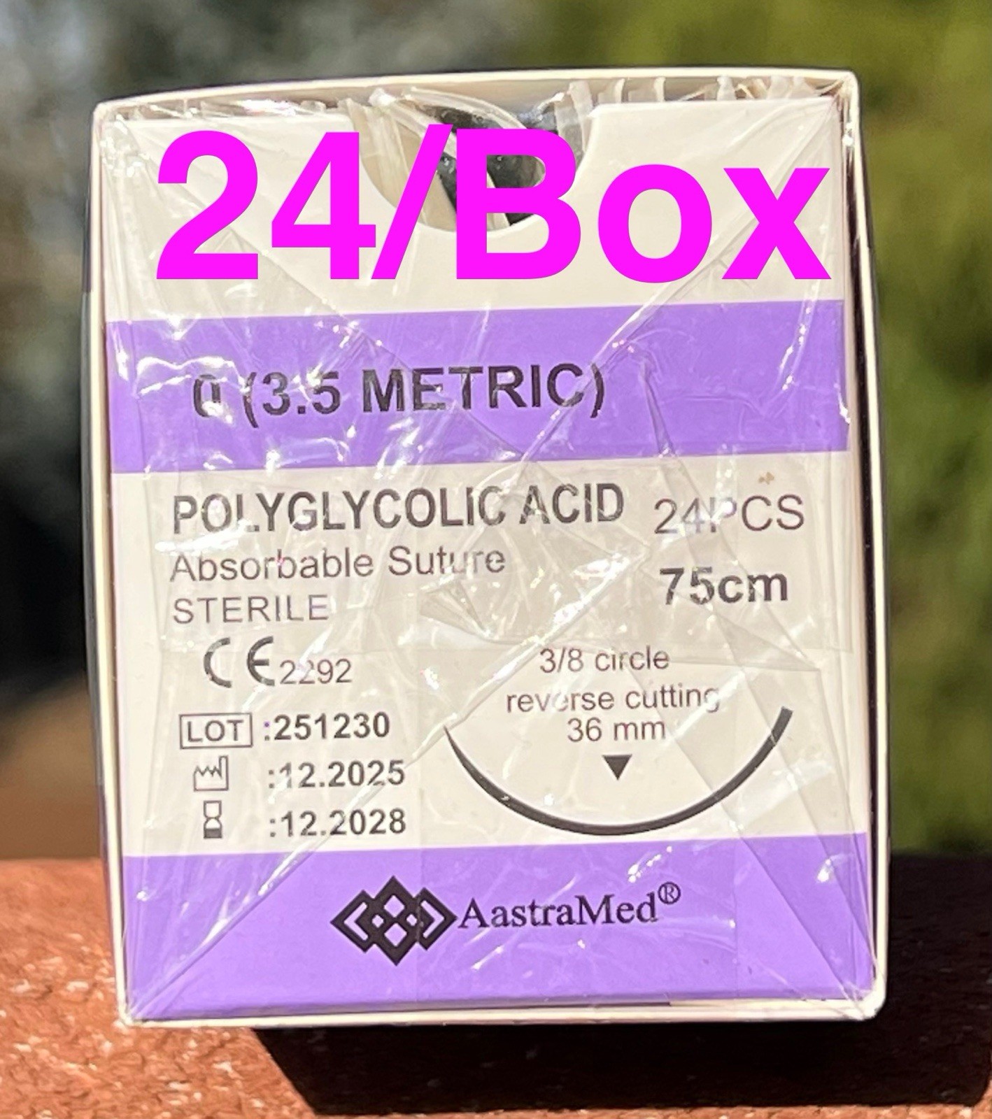 0/0 PGA Suture, 48ct (2 Boxes) Polyglycolic Acid Veterinary Dental Surgical