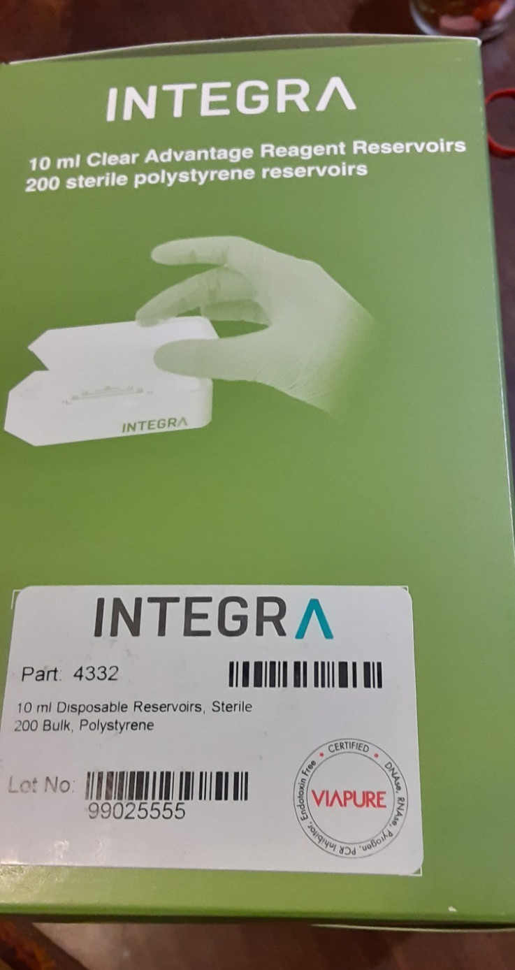 Integra 10ml/clear/sterile/ Reagent Reservoir (200)(4 boxes of 50) 4332