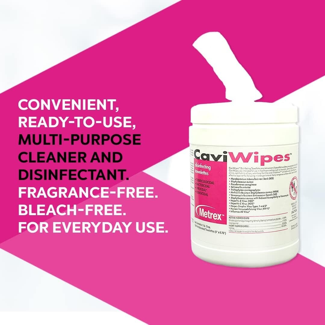 Case of Metrex Caviwipes 13-1100 Towelettes Large 160 Canister – Case of 12- NEW