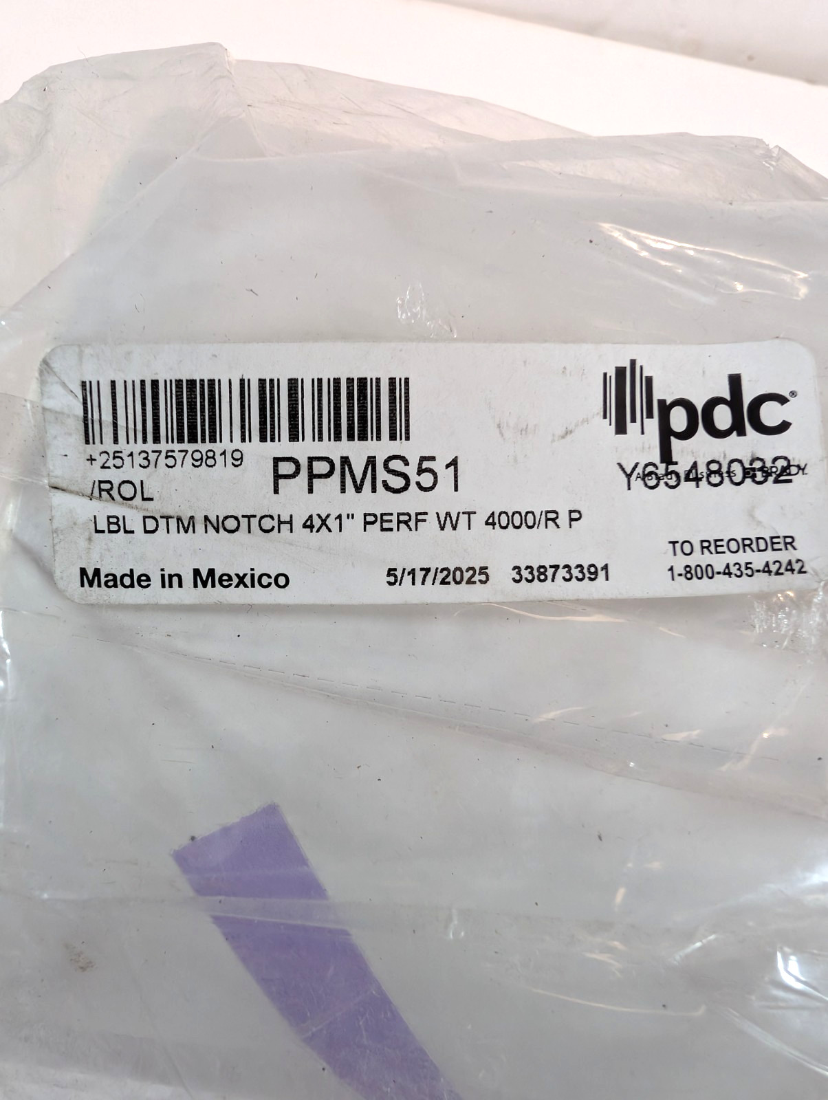PDC Label McKesson/HBOC Direct Thermal Notch White 4″ x 1″ PPMS51