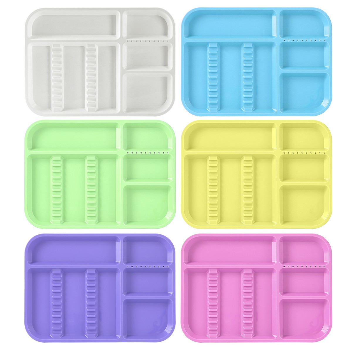 6 Color Dental Autoclave Plastic Instrument Set Up Flat Tray Divided Tray Size B