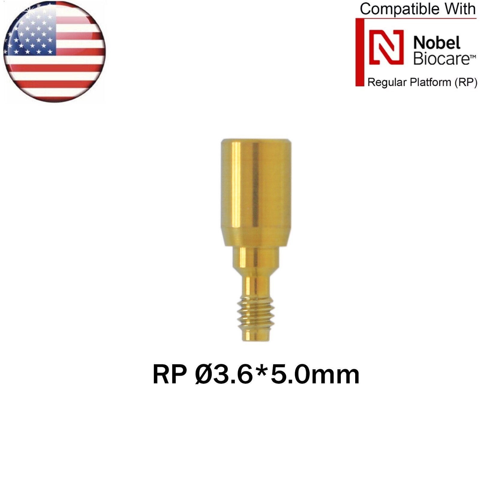 US Dental Nobel Healing Abutment Caps RP Fit NOB Active ∅3.6/5.0/6.0 H3/5/7mm