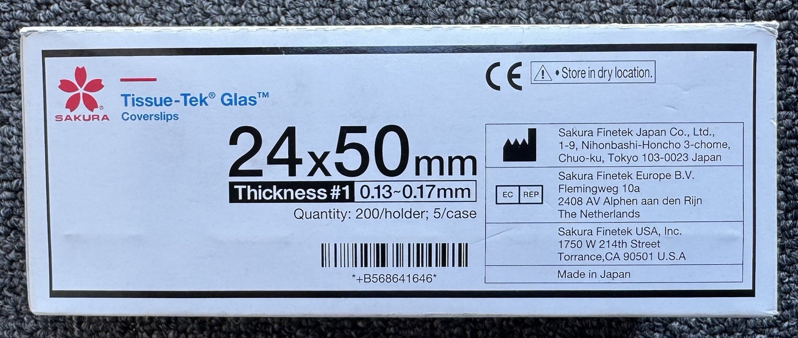 SAKURA TISSUE-TEK GLAS 6416 24x50mm COVERSLIPS 200/HOLDER 5/CASE NEW