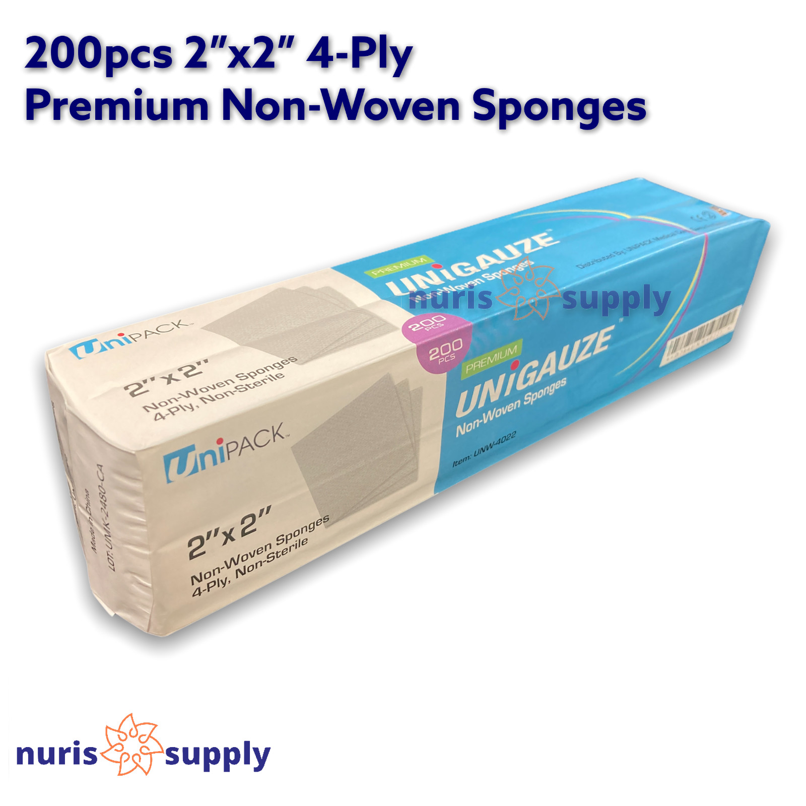 200pcs 2″x2″, 3″x3″, 4″x4″, Premium Dental Medical Non-Woven Sponges
