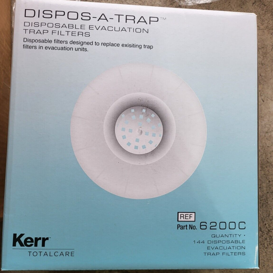 Kerr Pinnacle Dispos-A-Trap 6200C Disposable Evacuation Trap Filters 144/Box
