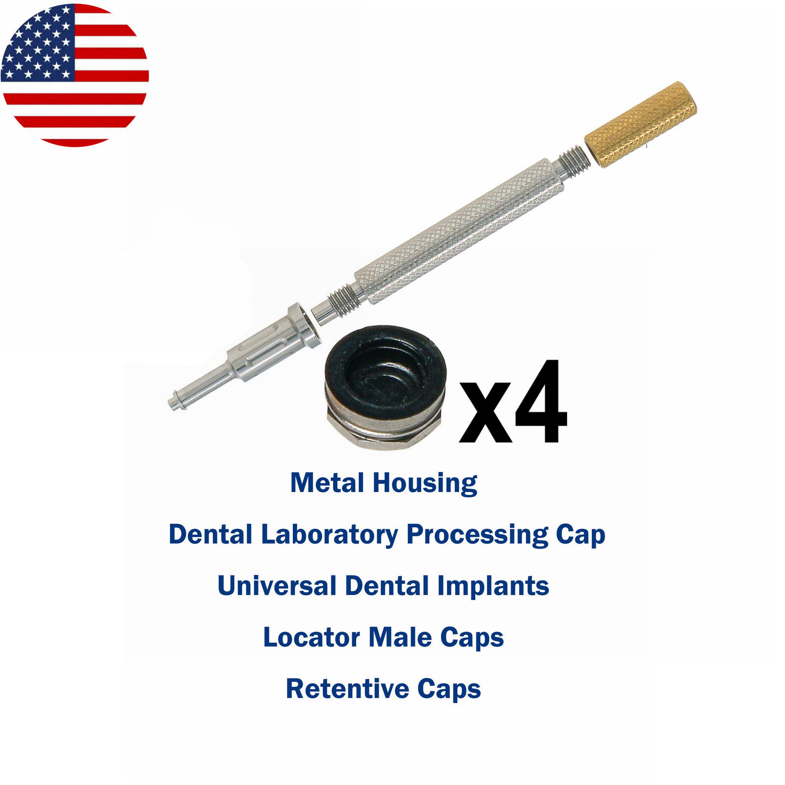 US Universal Dental Locator Retention Caps Insertion Extraction Remove Core Tool