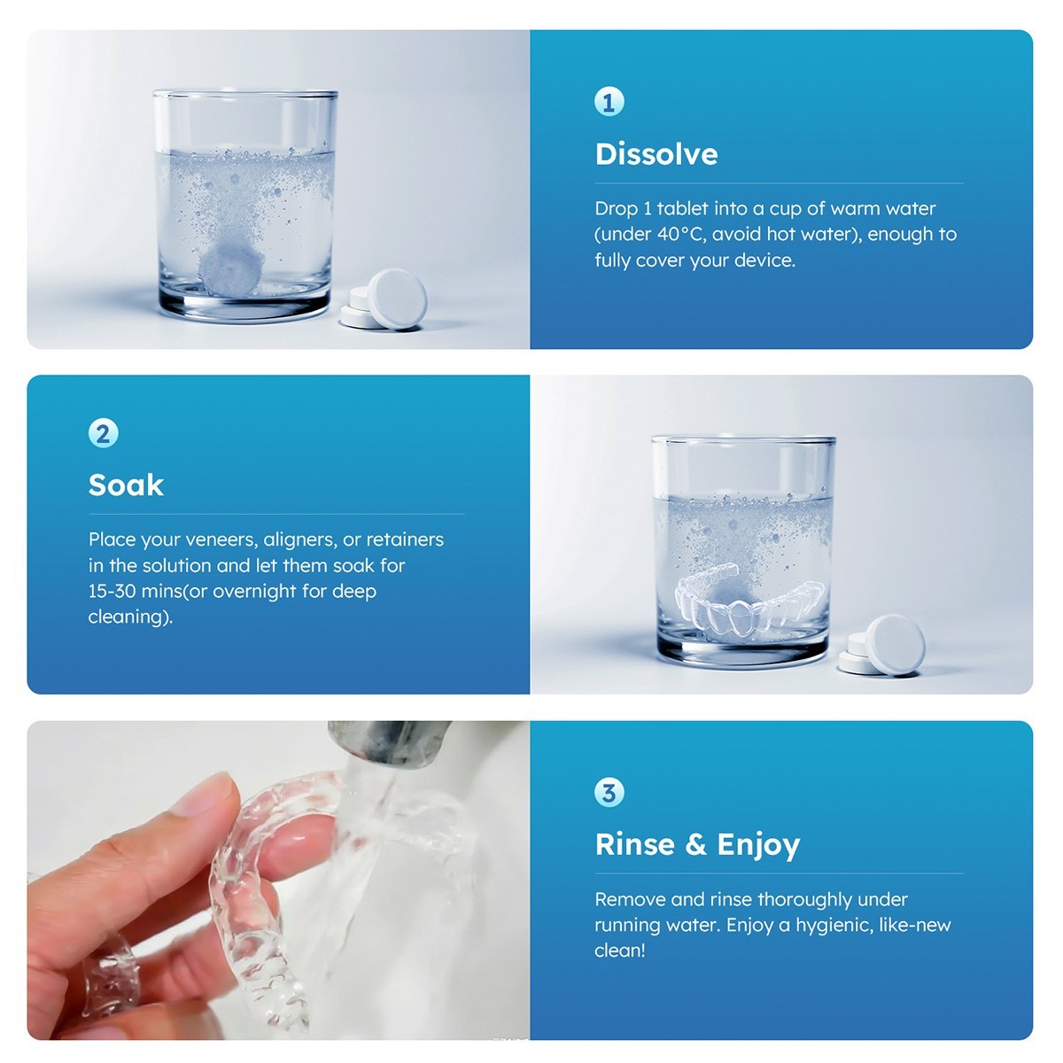 Denture Cleaner Tablets Cleaning Crystals Or Retainers, Mouth Guards & Aligners