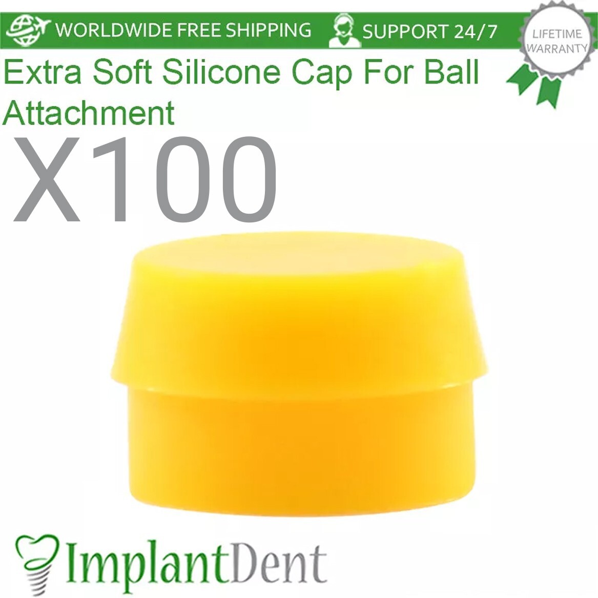100x Dental Extra Soft Silicone Cap Insert For Ball Overdenture Attachment 500g