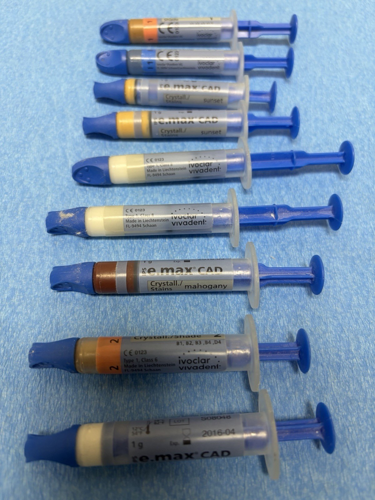 Ivoclar E.max CAD Crystal Stain And Glaze Lot Of 9