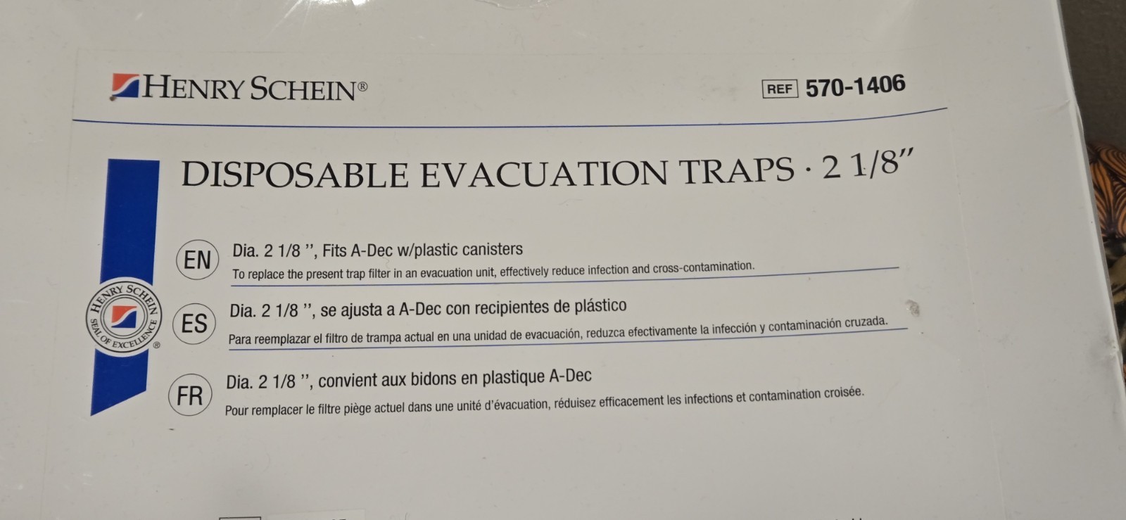 Disposable Evacuation Traps 2 1/8″ Henry Schein, Fits A-dec w/plastic Canisters