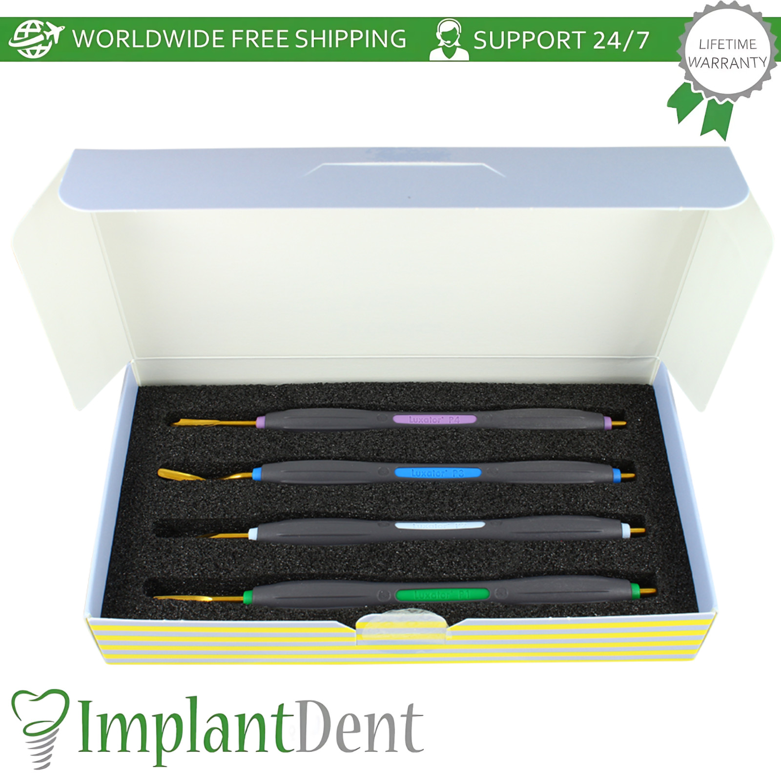 Dental Luxator P-Series Set Titanium-Coated Stainless Steel Instrument 3mm Wide