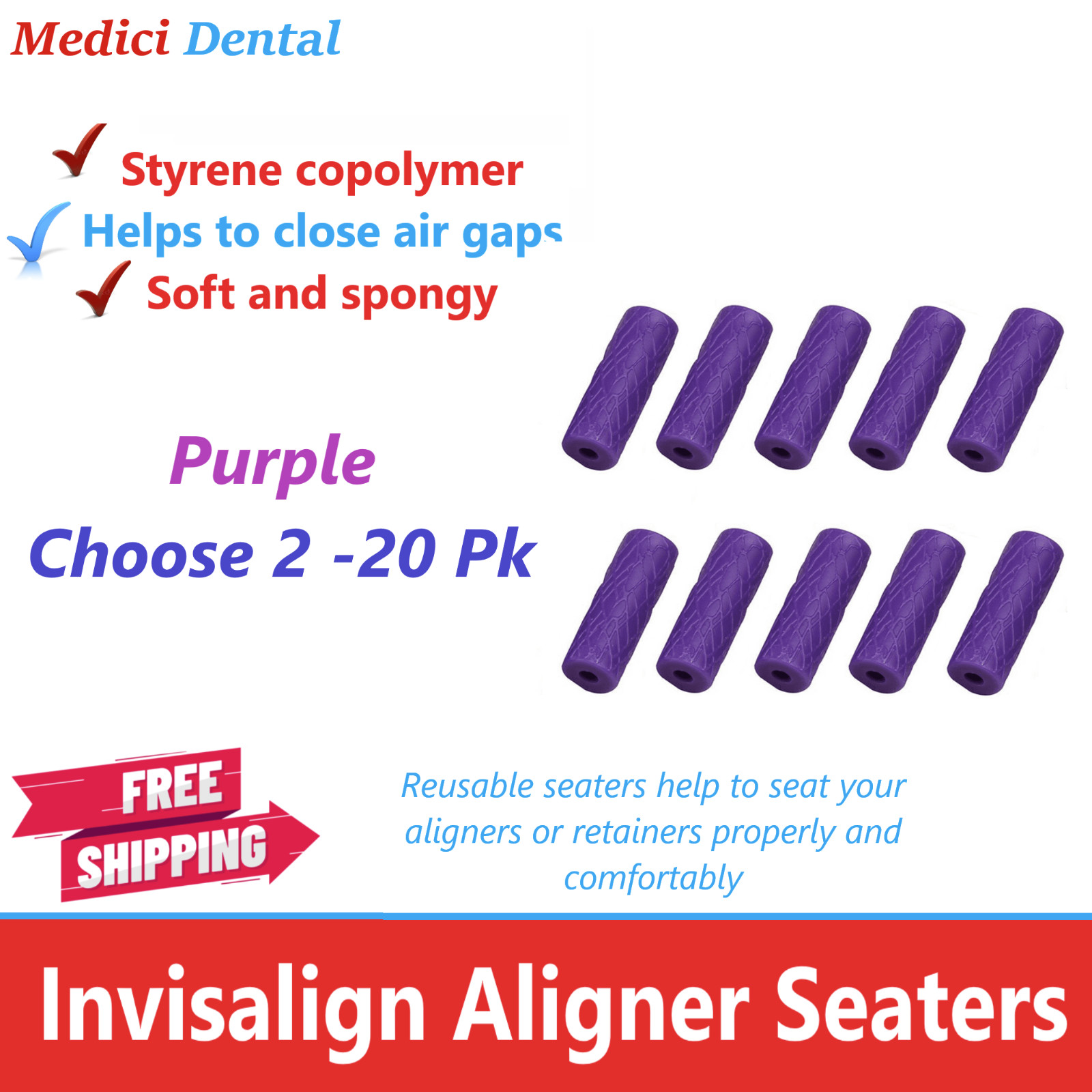 Aligner Tray Seaters Alignerchew Dental Orthodontic, Invisiline tray setter 20Pk