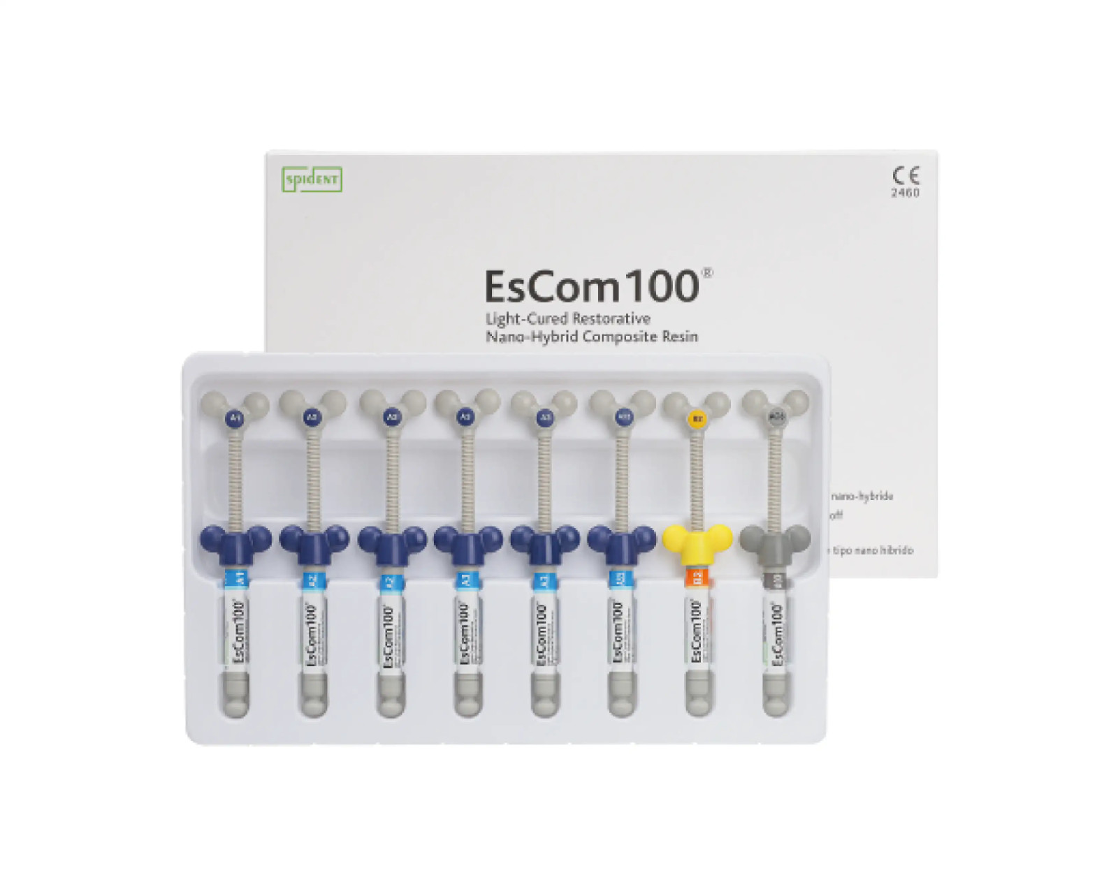 EsCom100 Spident Light-Cured Restorative NanoHybrid Dental Composite Resin Kit.