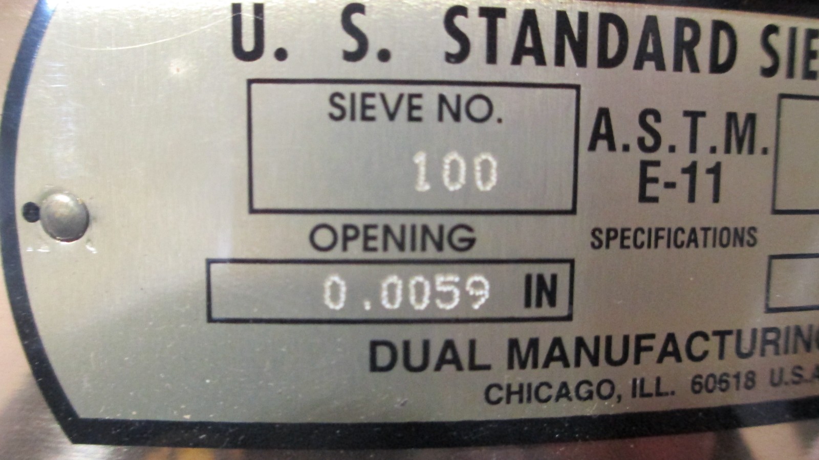 NIB, US Standard, 12 in. Sieve, Brass/Stainless, Full-Height, No.100