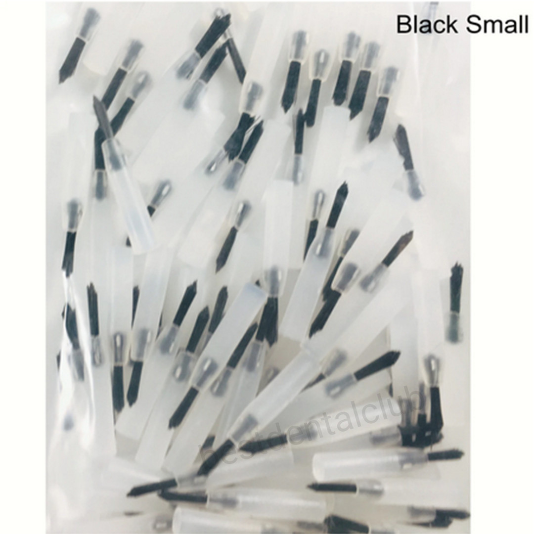 2Packs Dental Mini Brush Head Micro Black Brush Tip Bond Etch Applicator Handle