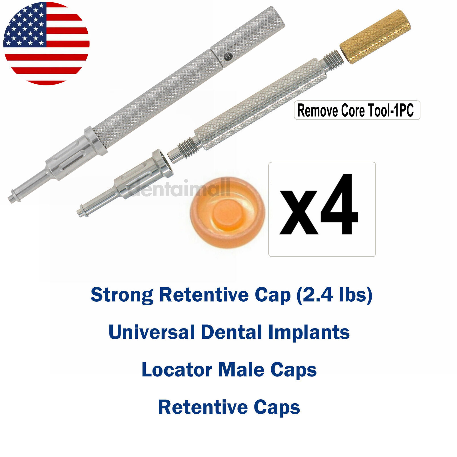 US Universal Dental Locator Retention Caps Insertion Extraction Remove Core Tool