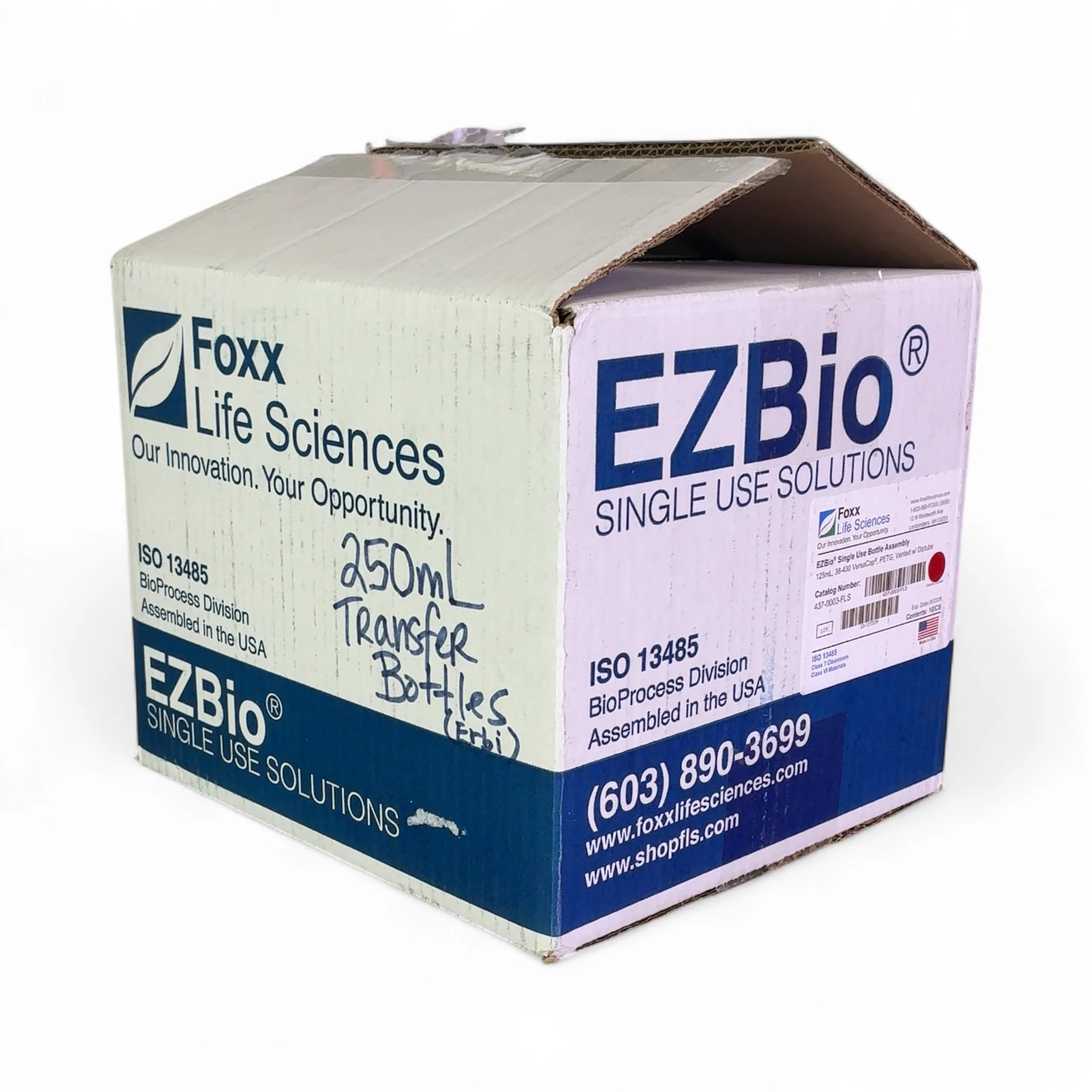 Foxx Life Sciences 437-0003-FLS EZBio Single Use Bottle Assy 125mL NEW OPEN BOX