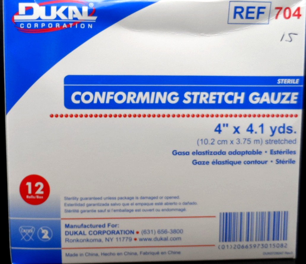 Dukal 704 Conforming Stretch Gauze Sterile 4″ x 4-1/10 Yd (12 Rolls/Box )