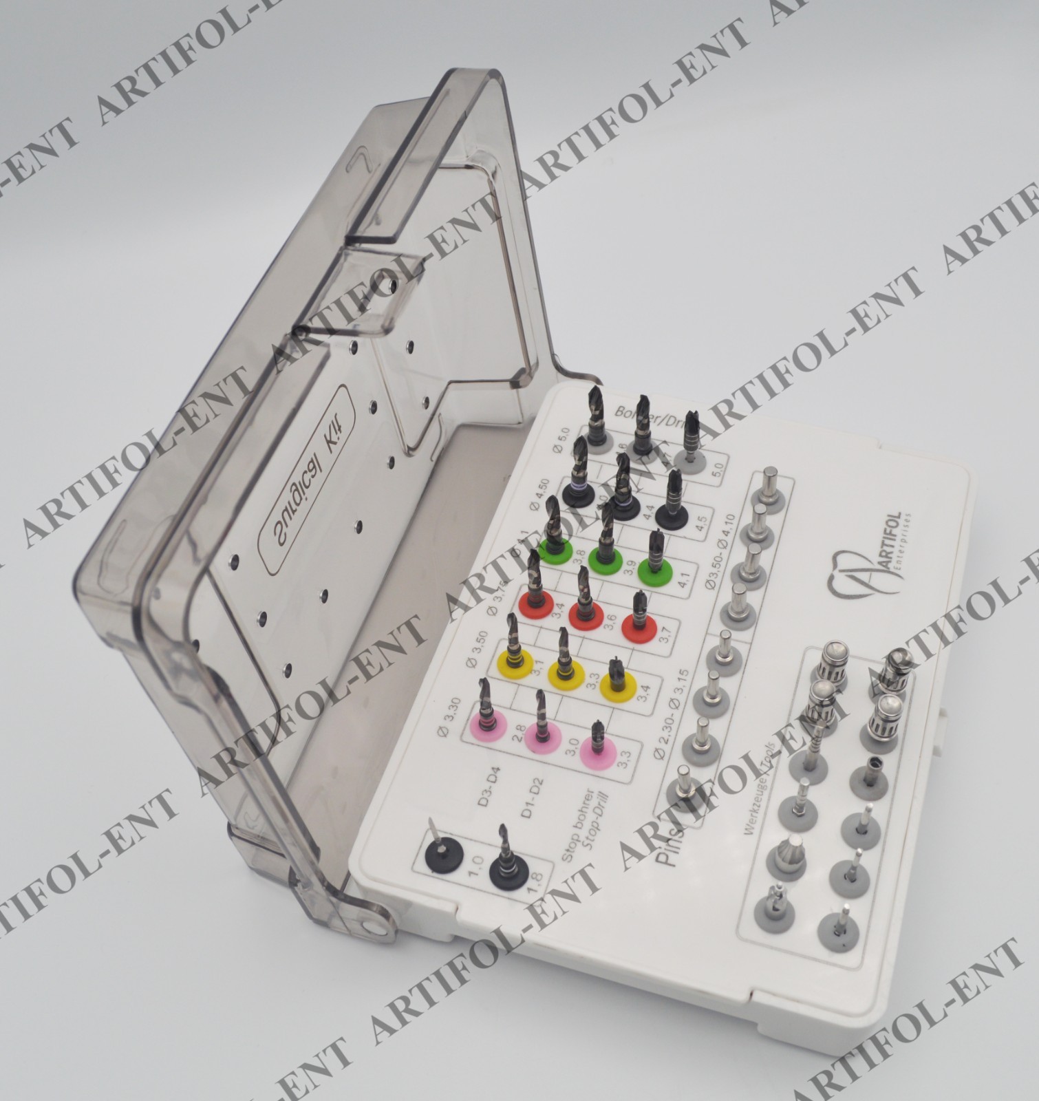 40 Pcs Dental Drills Kit with Stoppers, Guide Pins, Lance Pilot Drills#OS10100