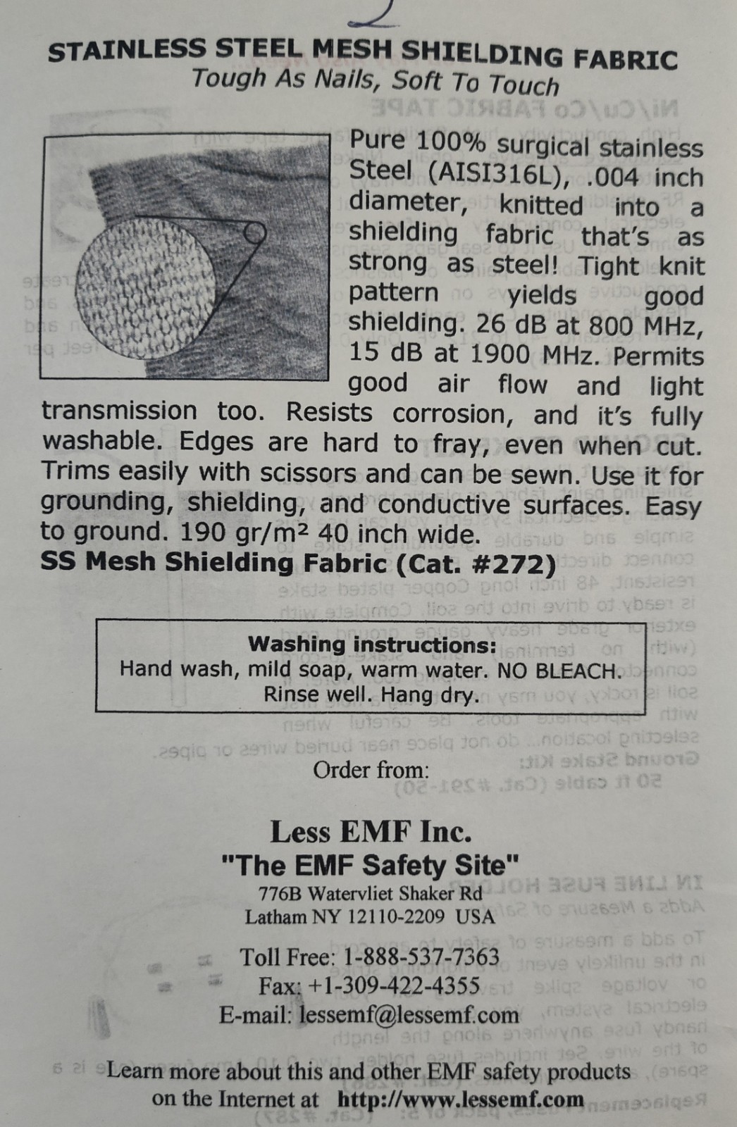 Stainless Steel Mesh EMF Shielding Fabric, Sheet Grounding Kit