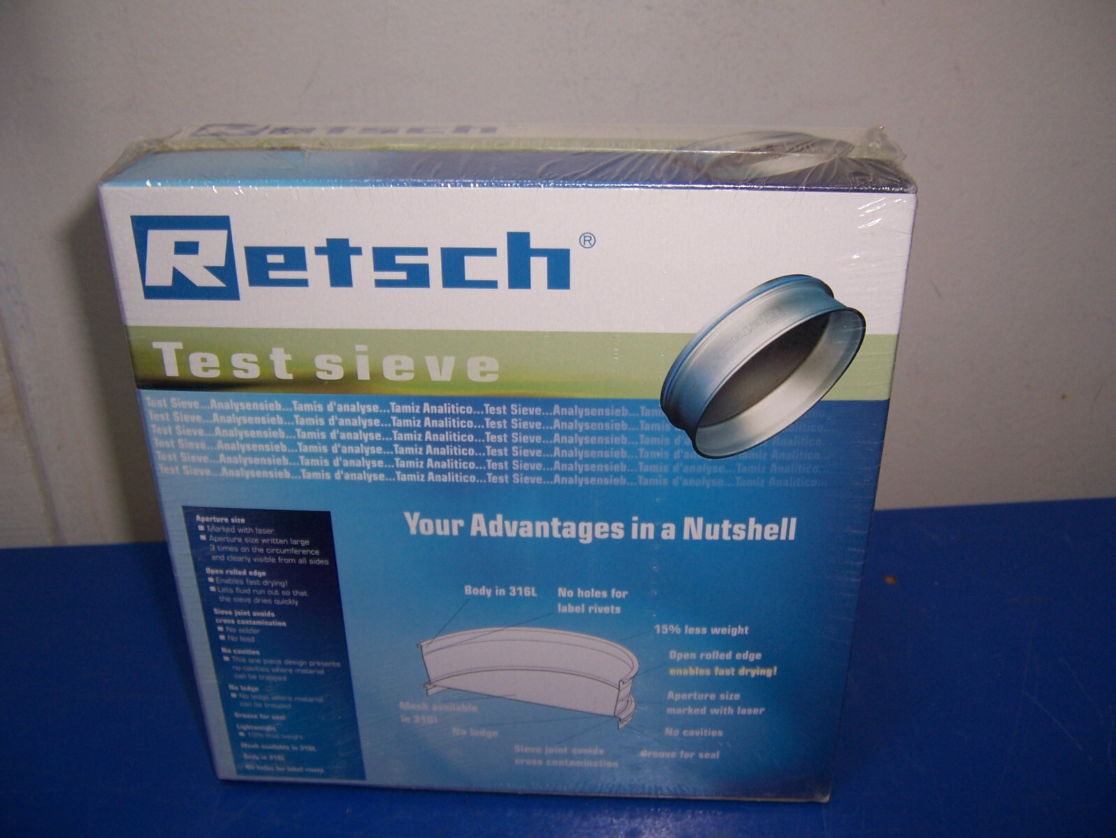 14462 Retsch 40 micron Test Sieve 200mm dia x 50mm SS metal
