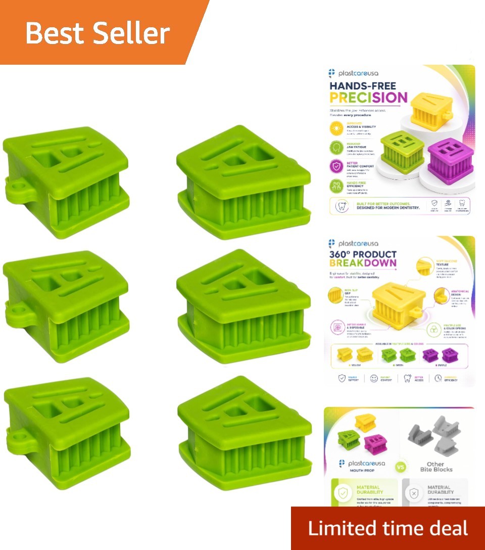 Comfort-Focused Green Dental Bite Blocks – 6 Pack of Autoclavable Silicone Props