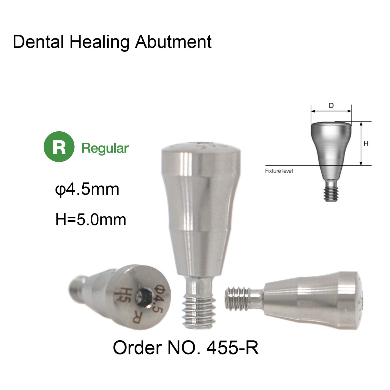 Dental Healing Cap Abutment Regular Platform Compatible Hiossen ET Conical 5.0mm
