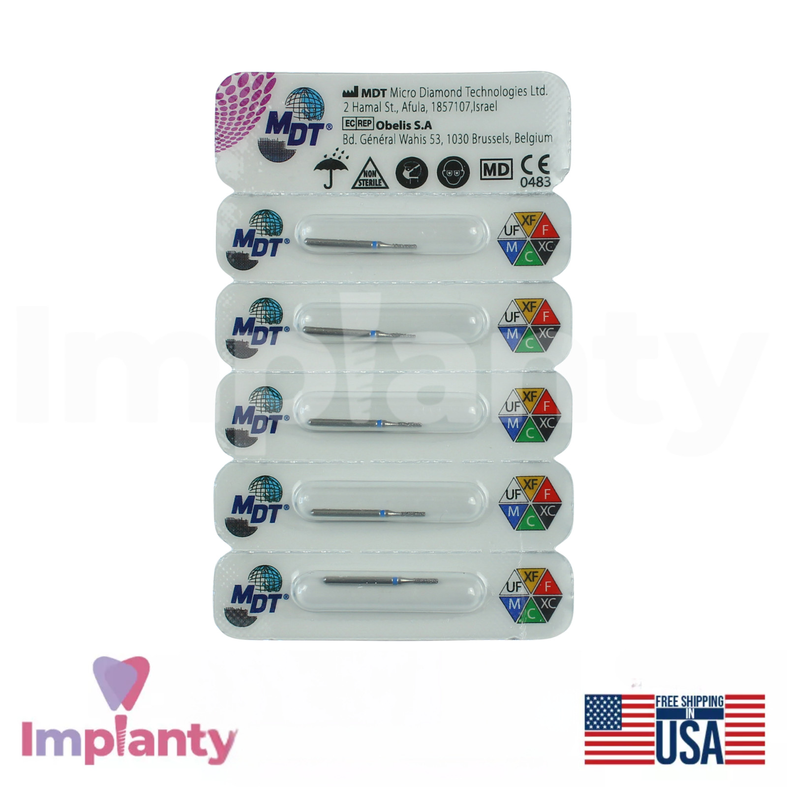 MDT Dental Flat End Cylinder FG Diamond Burs 109 Reduction Contouring Surfaces
